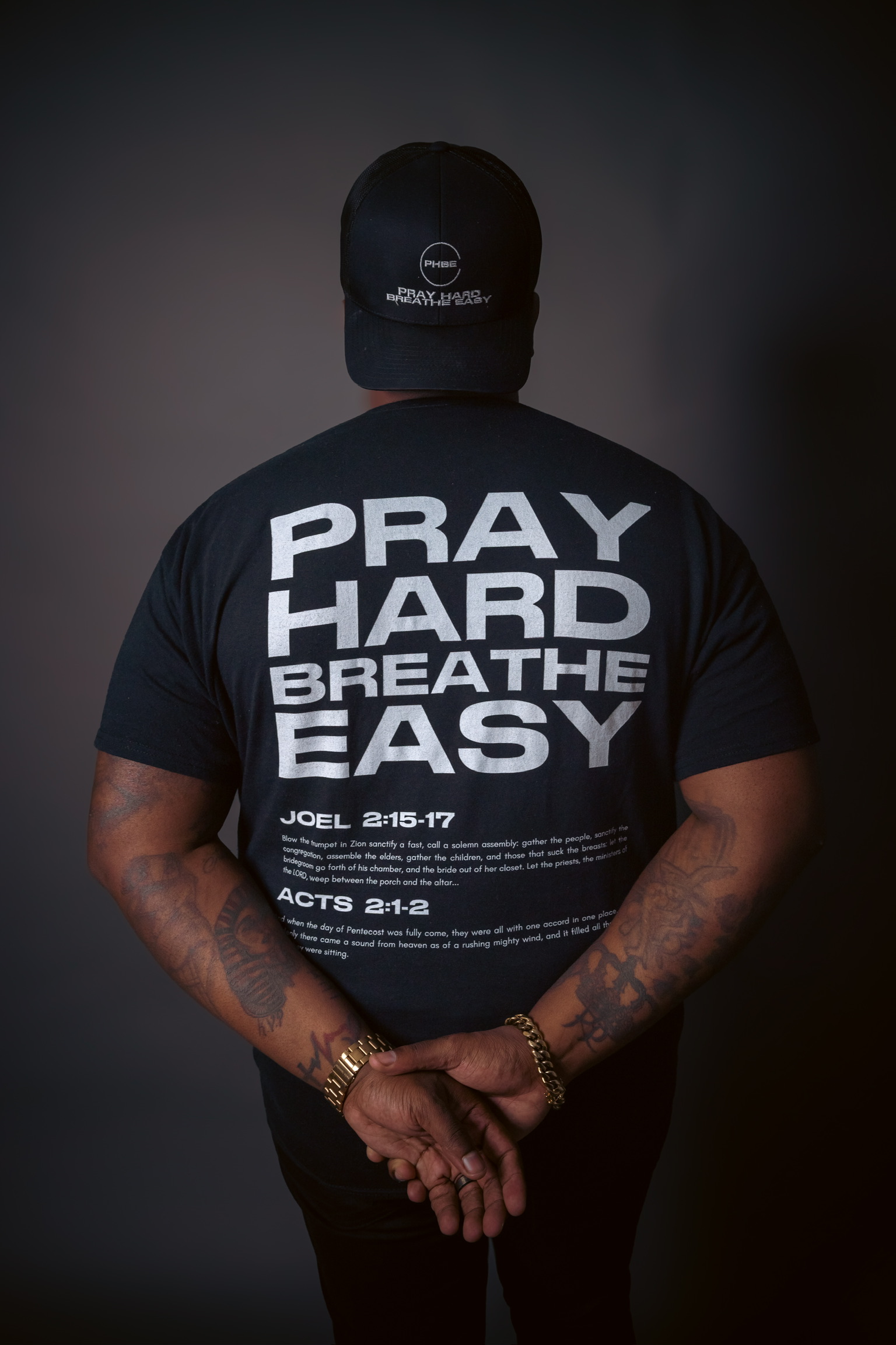 Kyle L. Penceal wearing Pray Hard Breathe Easy apparel